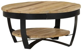 Tavolino Da Salotto İn Legno Massello Grezzo Di Mango 65x32 Cm /