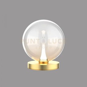 Lampada da tavolo bolla, metallo oro +  vetro ambra, led 4,5w 336 l...