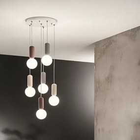 Lampada a sospensione ROCK 35 cm in cemento Multicolor e vetro soffiato 6 Luci