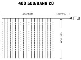 LED RGB Dimmerabile Tenda natalizia WIZARD 400xLED/USB 2x2m + telecomando