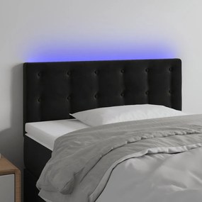 Testiera A Led Nera 100x5x78/88 Cm İn Velluto /