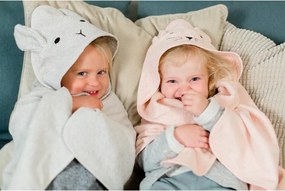 Asciugamano con cappuccio da bambini grigio in cotone 76x76 cm Rabbit – Kindsgut