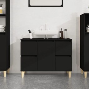 Mobile Lavabo Nero 80x33x60 Cm İn Legno Multistrato /