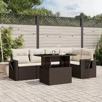 Set Divano da Giardino 6 pz con Cuscini Marrone in Polyrattan 3267893