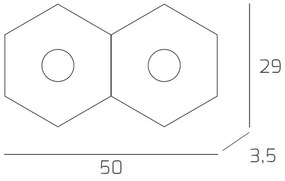 Plafoniera Moderna Hexagon Metallo Foglia Argento 2 Luci Led 12X2W