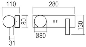 Redo 01-4663 - Applique LED NORMA LED/5W/230V + LED/3W CRI 90 USB nera