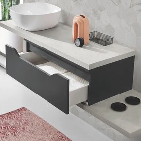 Cassetto bagno sospeso GIGLIO 80 cm in nobilitato Grafite Opaco