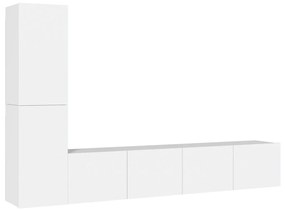Set di mobili porta tv 4 pz bianco in legno multistrato