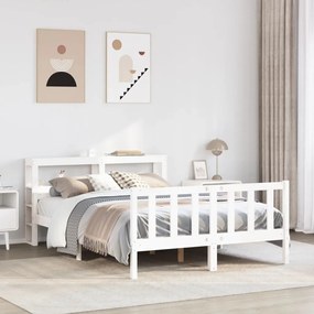 Letto Senza Materasso Bianco 160x200 Cm Legno Massello Di Pino /