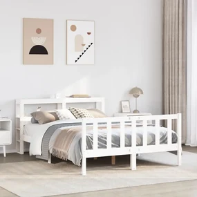 Letto Senza Materasso Bianco 160x200 Cm Legno Massello Di Pino /