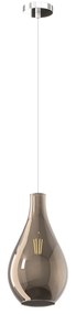 Lampadario Contemporaneo Drop 2.0 Metallo Cromo Vetro Bronzo 1 Luce E27