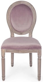 Set di 2 poltroncine MATHILDE tessuto effetto velluto rosa antico e legno invecchiato