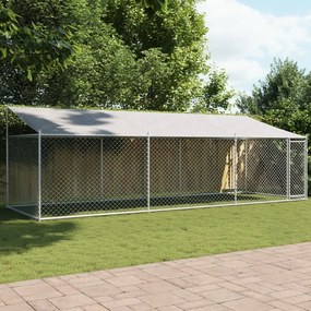 Gabbia Cani Con Tetto E Porta Grigia 6x2x2 M İn Acciaio Zincato /