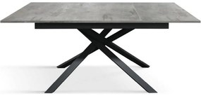 Tavolo VOLPAIA in legno, finitura grigio cemento e base in metallo verniciato antracite, allungabile 160&#215;90 cm &#8211; 210&#215;90 cm