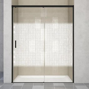 Porta doccia scorrevole L 118-119.5 cm x H 200 cm per nicchia in vetro smerigliato SP. 6 mm, profilo opaco nero, serie Jazz