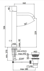 Paffoni Light LIGX081ST Miscelatore lavabo alto prolungato senza scarico steel acciaio