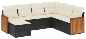 Set divani da giardino con cuscini 7pz nero polyrattan