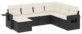 Set divani da giardino con cuscini 7pz nero polyrattan