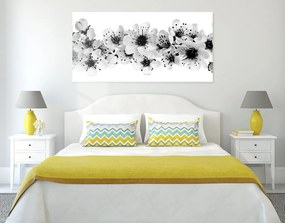 Quadro su tela – Fiori di ciliegio in bianco e nero