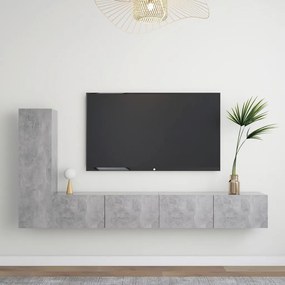 Set Di Mobili Porta Tv 3 Pz Grigio Cemento İn Legno Multistrato /