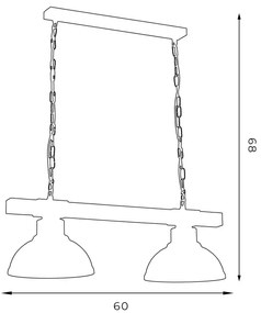 Lampadario a sospensione con catena HAKON 2xE27/60W/230V scuro