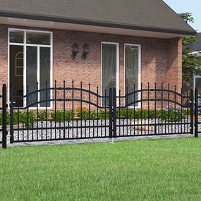 Recinzione Cancello Con Punta A Lancia Nera 305x120cm Acciaio /