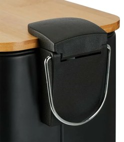 Pattumiera bagno 5 Lt in acciaio con coperchio in bambù nera con apertura a pedale Rexa