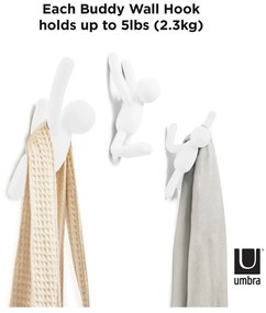 Ganci in plastica da parete in set da 3 Buddy - Umbra