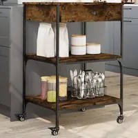 Carrello da Cucina Rovere Fumo 60x48x89,5 cm Legno Multistratocod mxl 89855