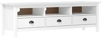 Mobile Porta TV Hill Bianco 158x40x47 cm in Legno di Pino cod mxl 13396