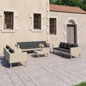 Set divani da giardino 5 pz con cuscini in polyrattan beige