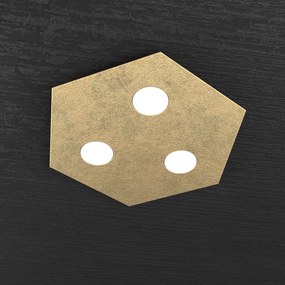 Plafoniera Moderna Esagonale Hexagon Metallo Foglia Oro 3 Luci Led 12X3W