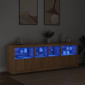 Credenza con luci led rovere sonoma 202x37x67 cm