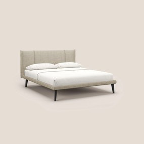 Klaus LETTO moderno con piedi in mogano e tessuto fiammato impermeabile T03 beige