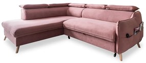 Divano letto angolare in velluto rosa chiaro (angolo sinistro) Sweet Harmony - Miuform