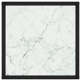 Tavolino salotto nero con vetro bianco marmorizzato 40x40x50cm