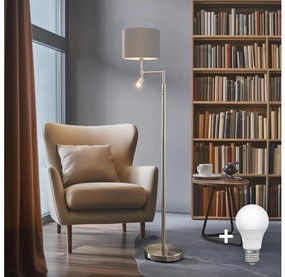 Eglo - Lampada LED da terra TUNJA 1xE27/60W/230V + LED/2,1W diametro 30 cm cromo/taupe