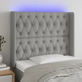 Testiera A Led Grigio Chiaro 93x16x118/128 Cm İn Tessuto /