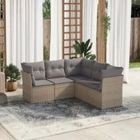 Set Divano da Giardino 5 pz con Cuscini Beige in Polyrattan 3249458