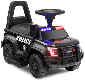 Costway Auto della polizia giocattolo alimentata a batteria, Cavalcabile per bambini con megafono laterale clacson
