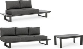 Salotto Angolare Da Esterno In Alluminio Con Cuscini E Tavolino Konnor Antracite Bizzotto