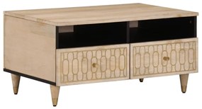 Tavolino Da Salotto 80x54x40 Cm İn Legno Massello Di Mango /
