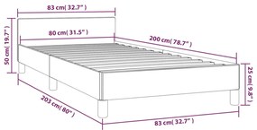 Giroletto con Testiera Grigio Chiaro 80x200 cm in Tessuto