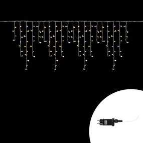 Tenda luminosa 6 metri 256 Led Bianco Caldo fisso e Bianco Freddo intermittente stalattiti prolungabile altezza 100cm da esterno Wisdom
