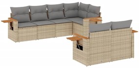 Set Divani da Giardino 7 pz con Cuscini Grigio in Polyrattan