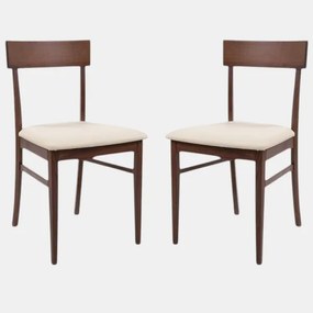 Sedia in legno con seduta in ecopelle imbottita MONACO NOCE Set di 2