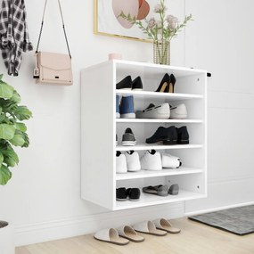 Scarpiera Bianco Lucido 60x35x70 Cm İn Truciolato /