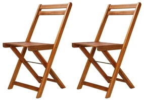 Set da bistrot 3 pz pieghevole in legno massello di acacia
