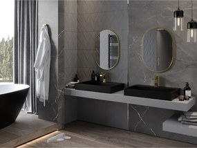 Mexen Loft specchio da bagno ovale 70 x 50 cm, cornice dorata - 9851-070-050-000-50