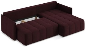 Divano angolare burgundy allungabile/con contenitore (con penisola a destra/con chaise lounge) Moku – Makamii